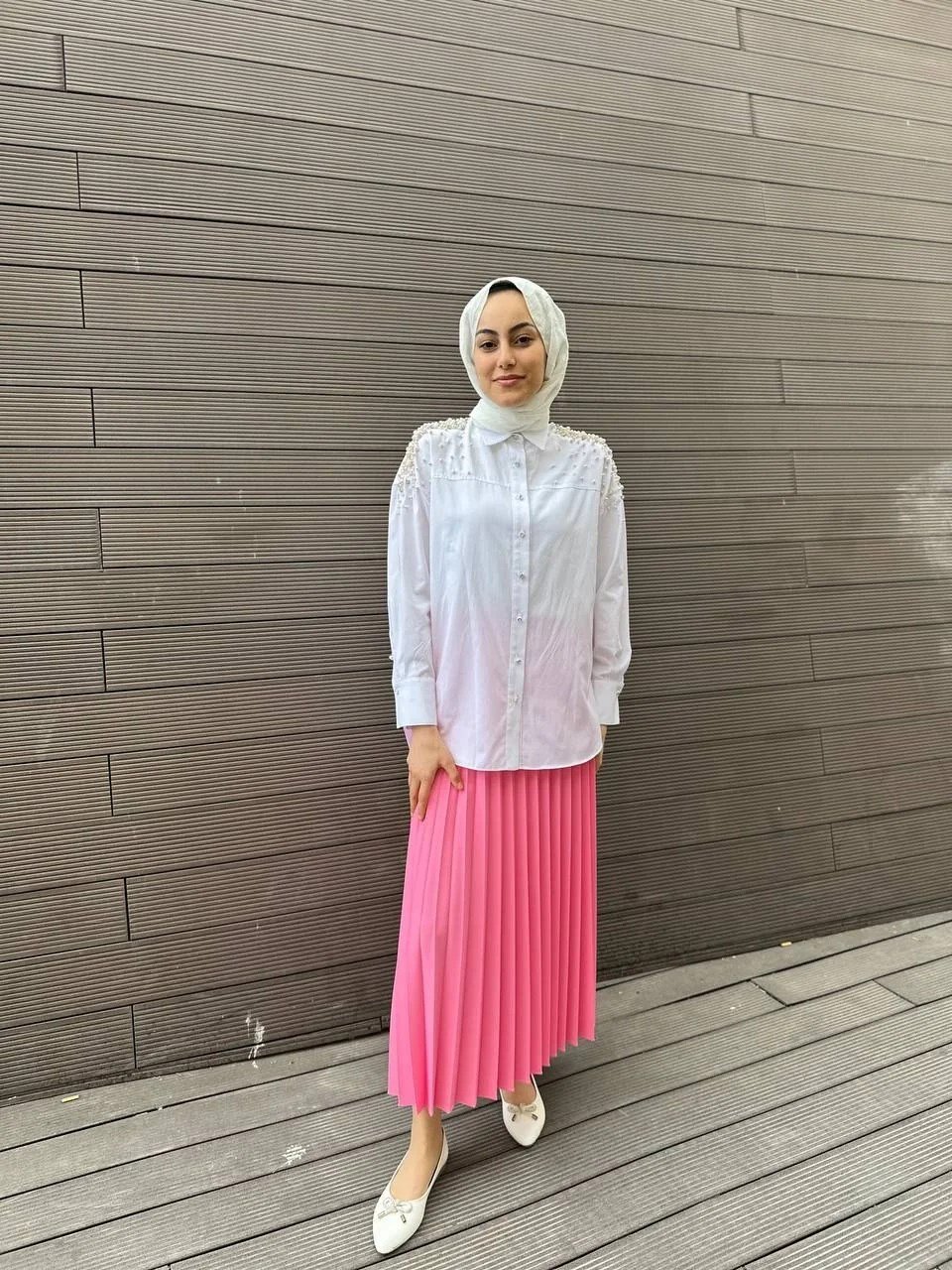 MY312 24S8198 Beyaz Omzu Taşlı Gömlek