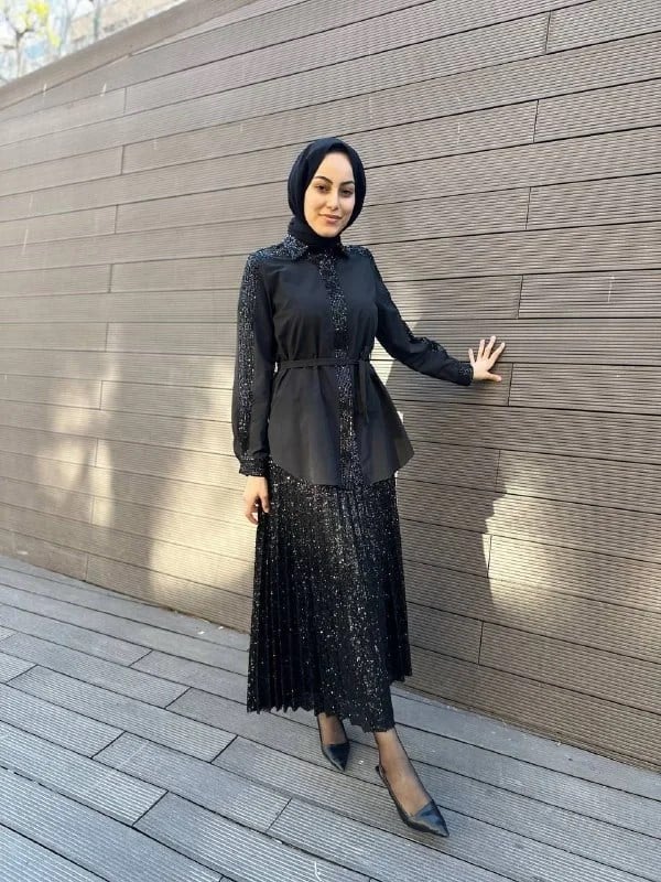 MY312 24S8201 Siyah Pul Payet Tunik