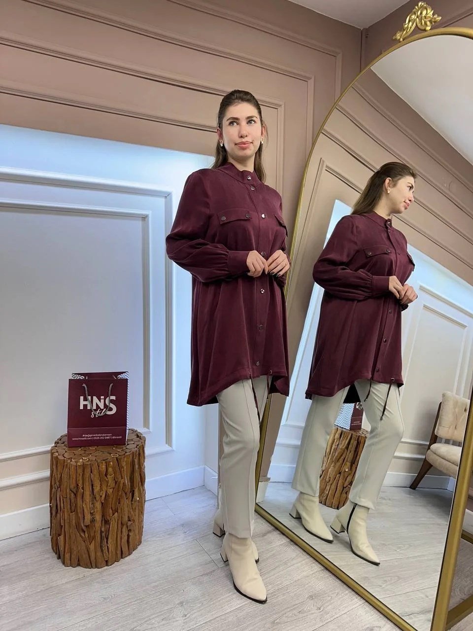 Nuss Triko 25K6007 Mürdüm Çıtçıt Detaylı Kap
