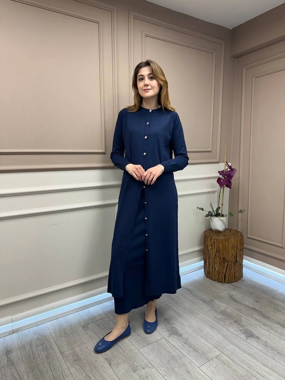 Nuss Triko 25Y512 Lacivert Triko Uzun Hırka