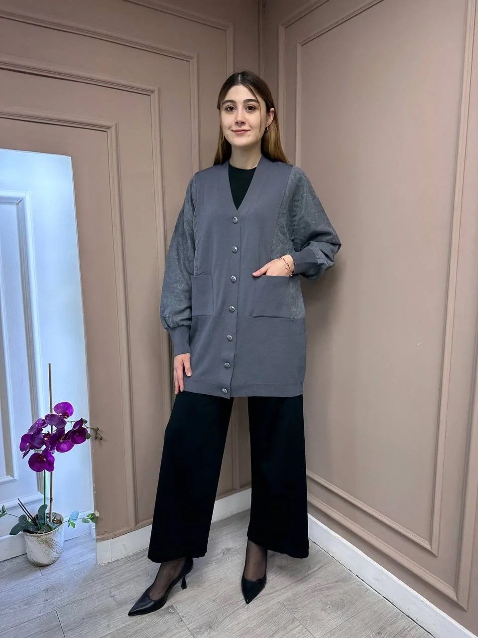 Nuss Triko 25Y6050 Antrasit Triko Hırka