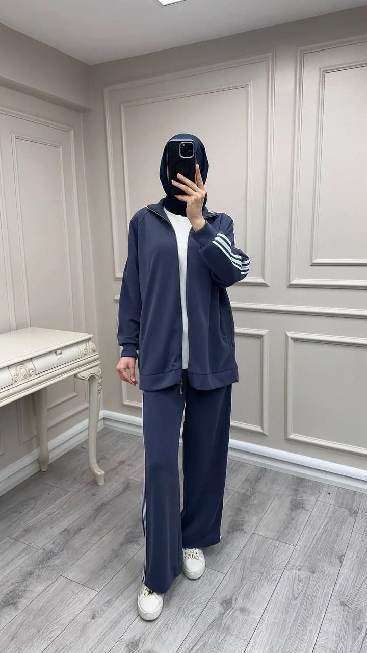 Nuss Triko 26Y1092 Lacivert Şerit Detaylı Takım