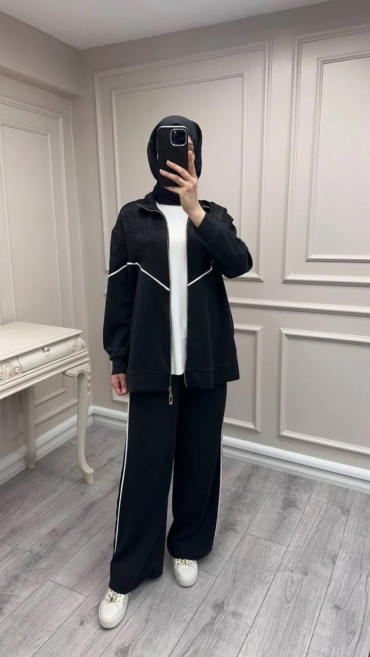 Nuss Triko 26Y1095 Siyah Biye Detaylı Takım