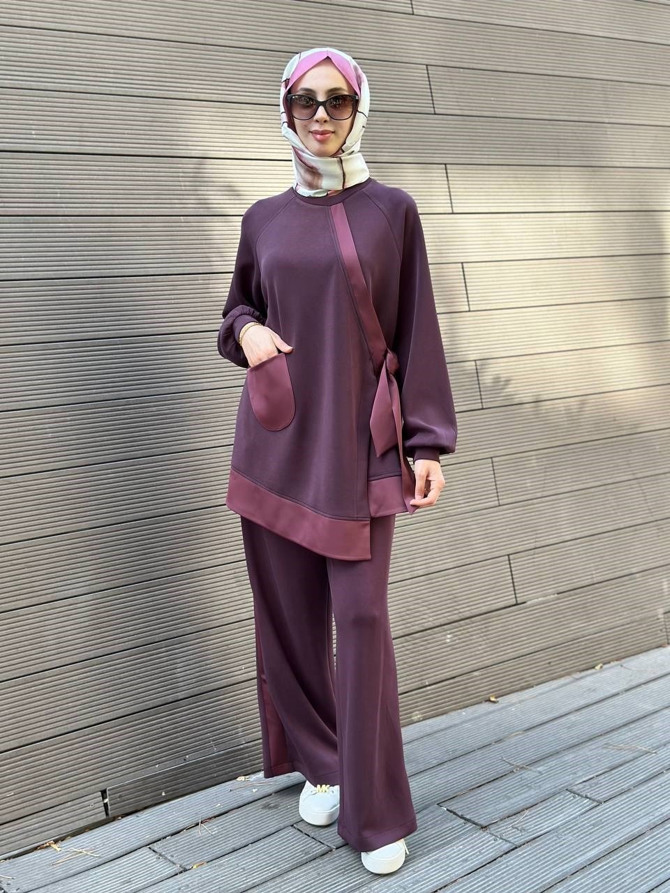 Nuss Triko 27K1046 Mürdüm Yanı Bağlamalı Takım