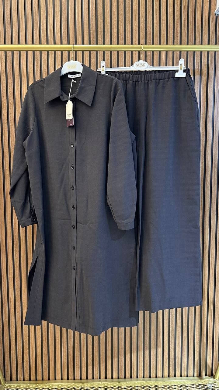 Nuss Triko 27K1096 Kahve Uzun Tunik Takım