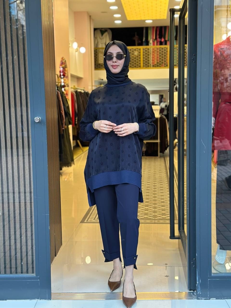 Nuss Triko 27K3043 Lacivert Detaylı Tunik