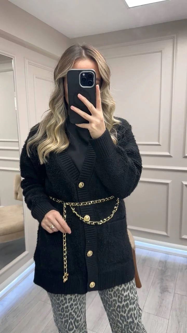 Venöve 26FWHRK0003 Siyah Norre Hırka