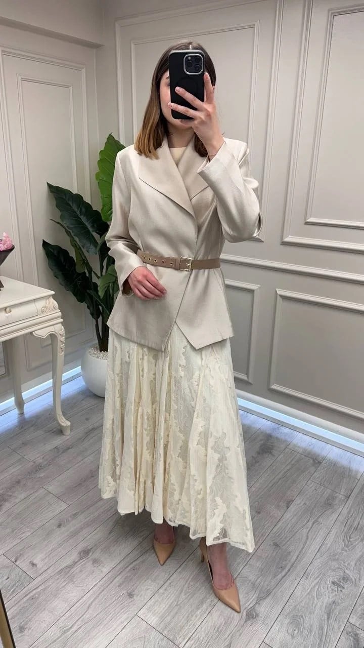 Venöve 26SSCEK0048 Bej Amelia Ceket