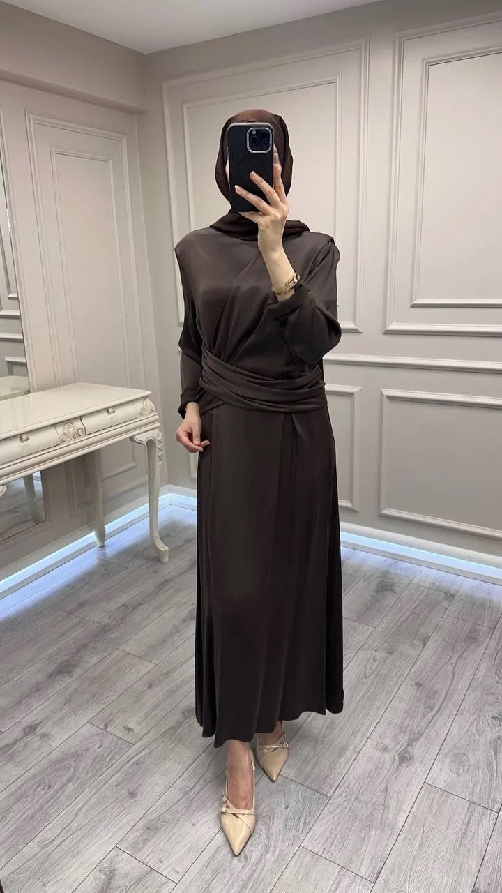 Wennora 1003 Kahve Vatkalı Elbise