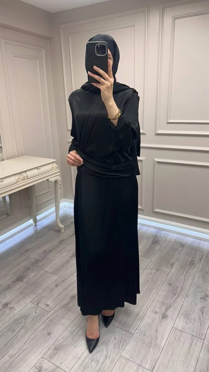 Wennora 1003 Siyah Vatkalı Elbise