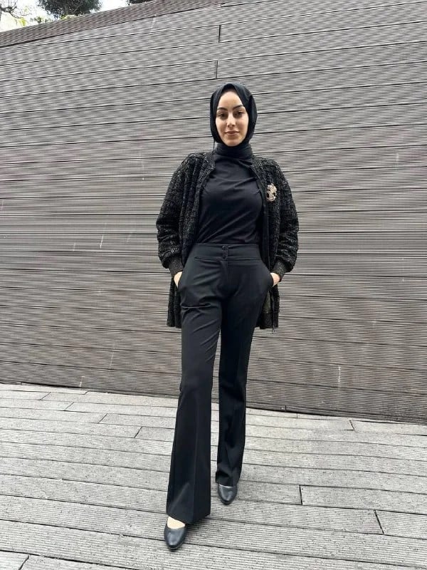 Yusuf Özdemir 24Y1483 Siyah İspanyol Paça Pantolon