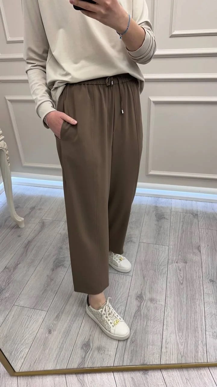 Yusuf Özdemir 26Y1558 Latte Akışkan Krep Kumaş Pantolon