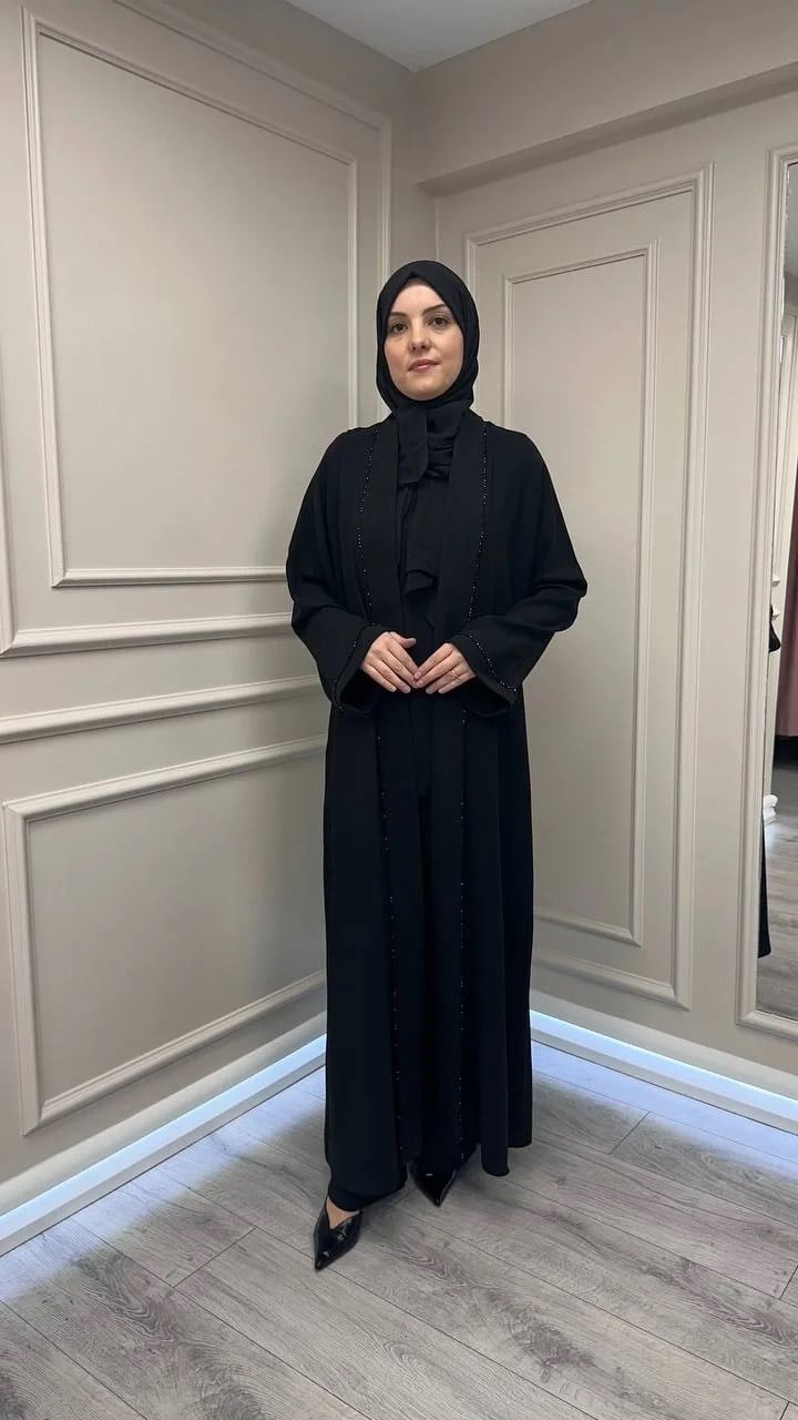 Zigay 1002 Siyah Üçlü Abaya Takım