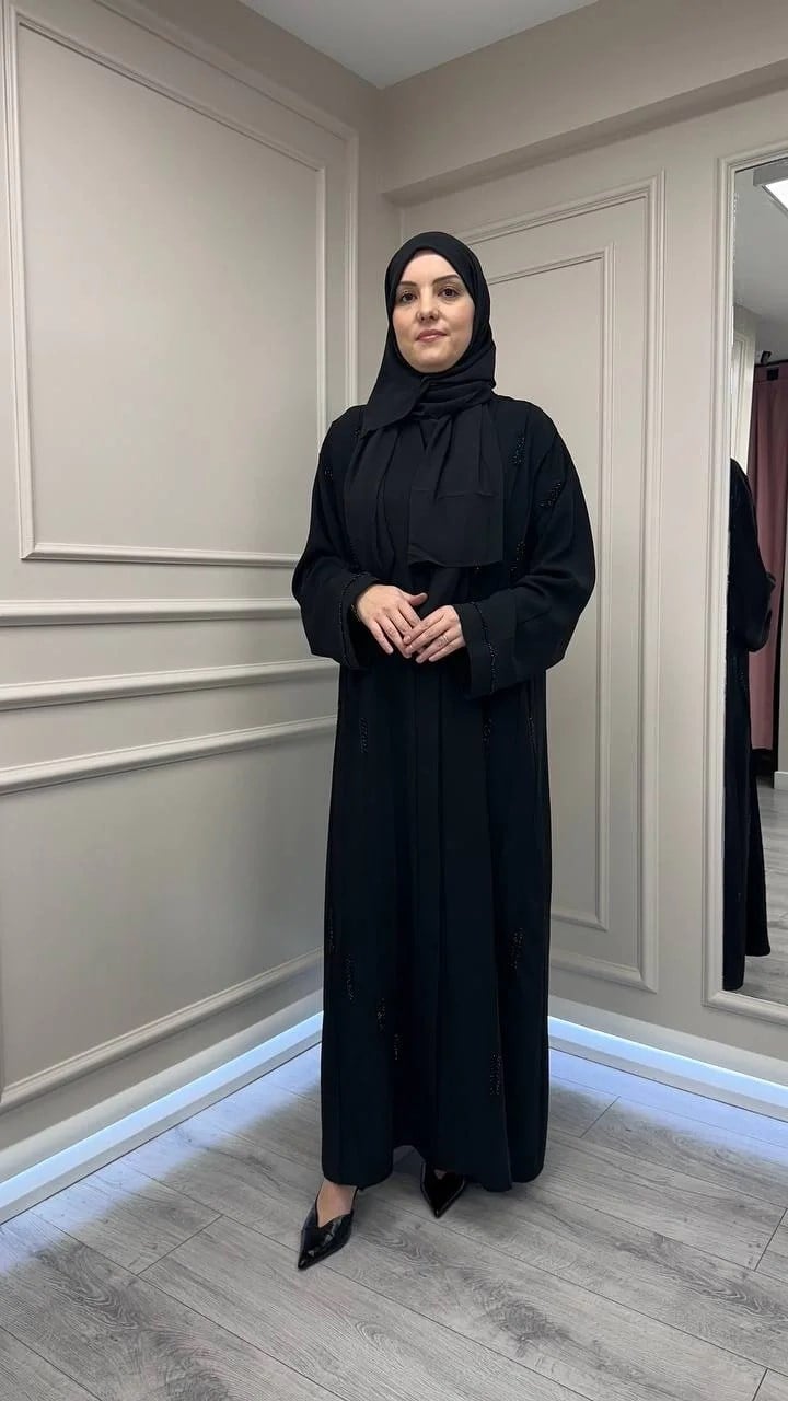 Zigay 1005 Siyah İç Elbiseli Abaya Takım