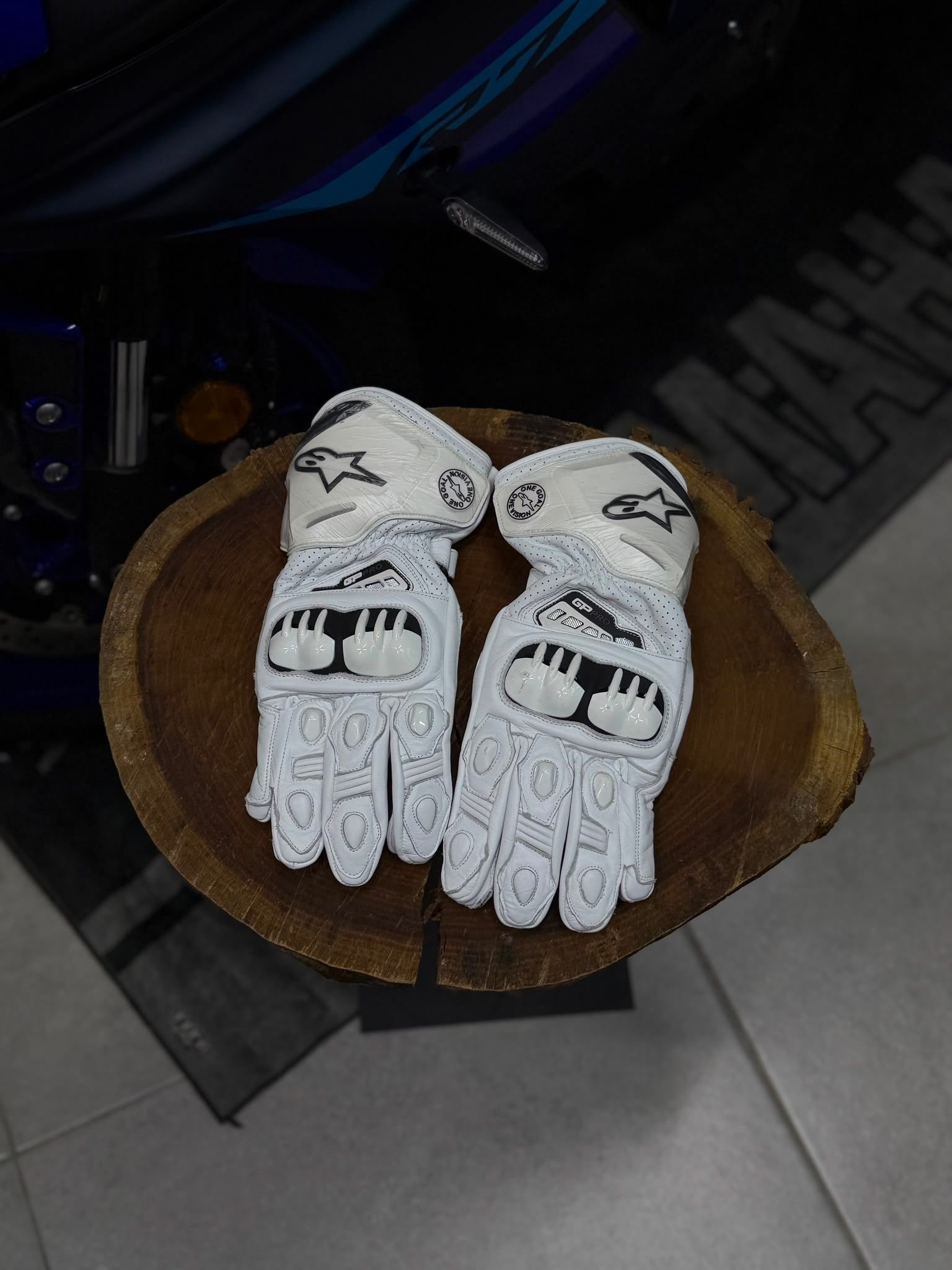 Alpinestars Deri Eldiveni Full Beyaz