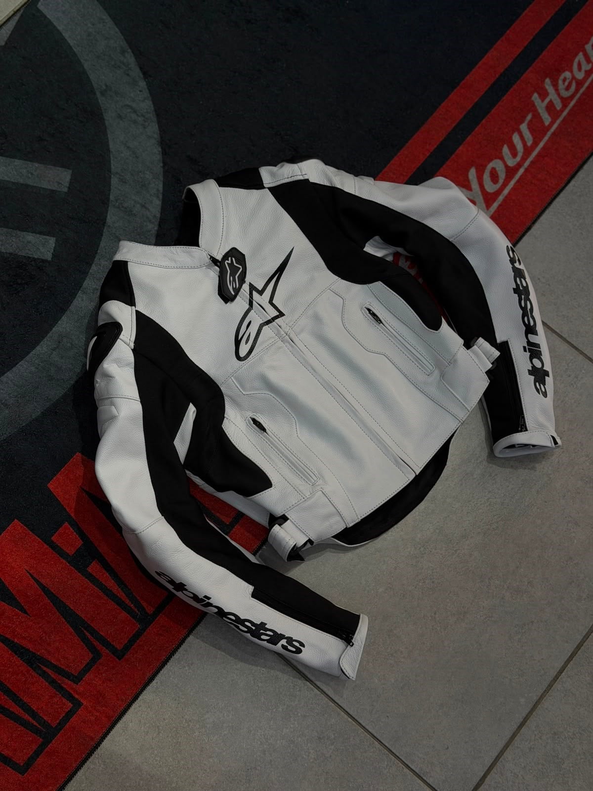 Alpinestars Kadın Deri Ceketi Beyaz