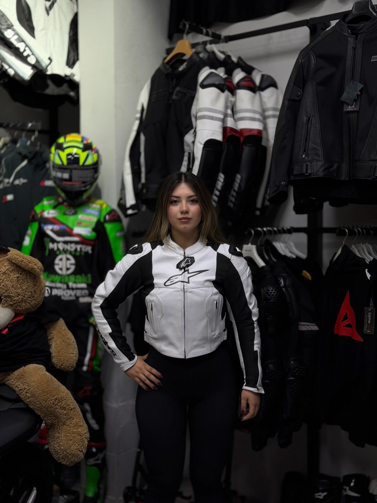 Alpinestars Kadın Deri Ceketi Beyaz Hörgüçsüz
