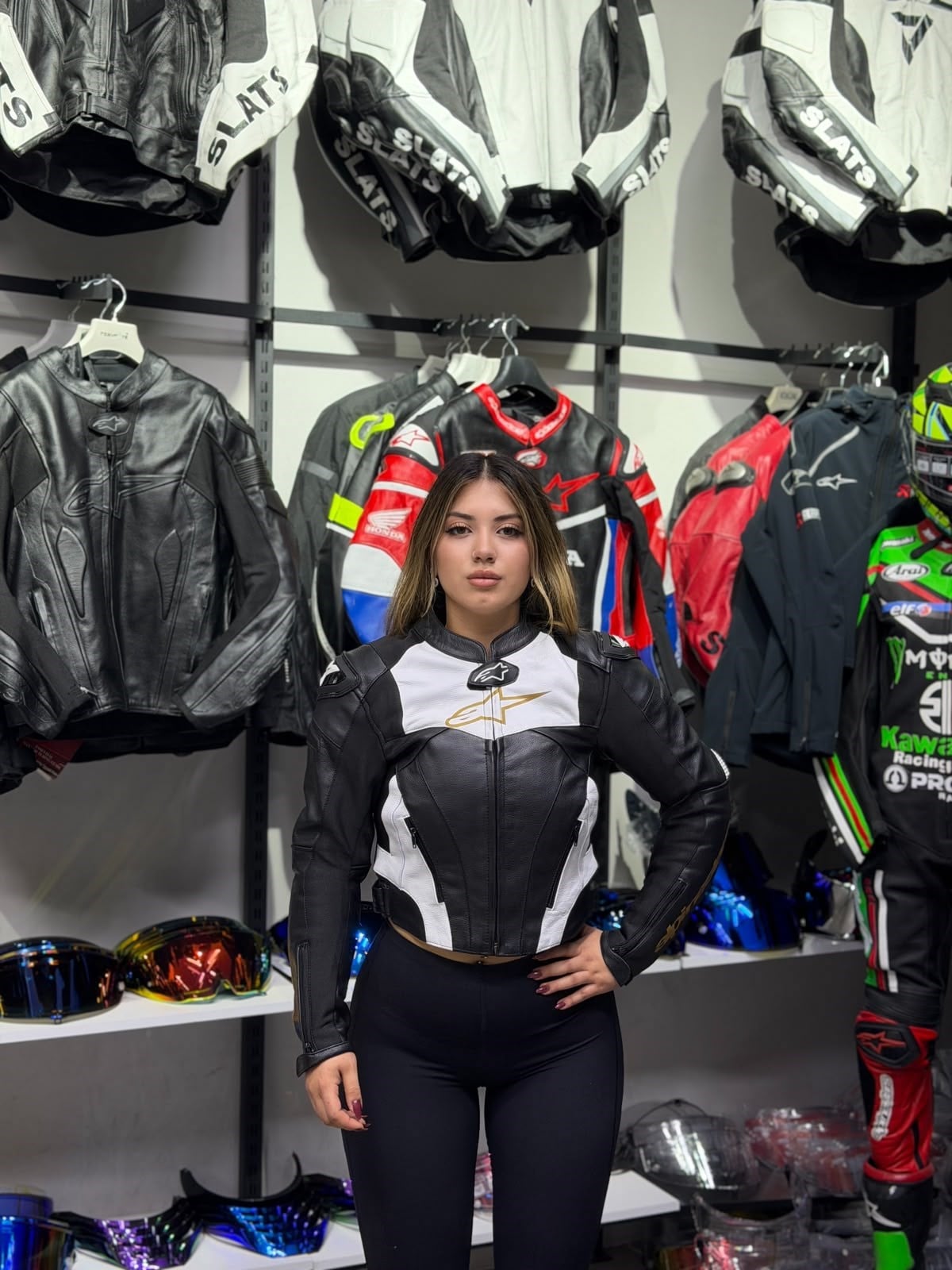 Alpinestars Kadın Deri Ceketi Hörgüçsüz Gold