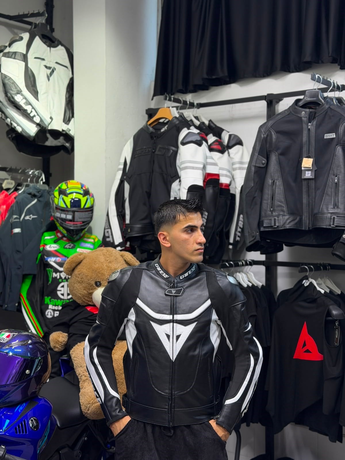 Dainese Deri Ceketi Beyaz Kanatlı 