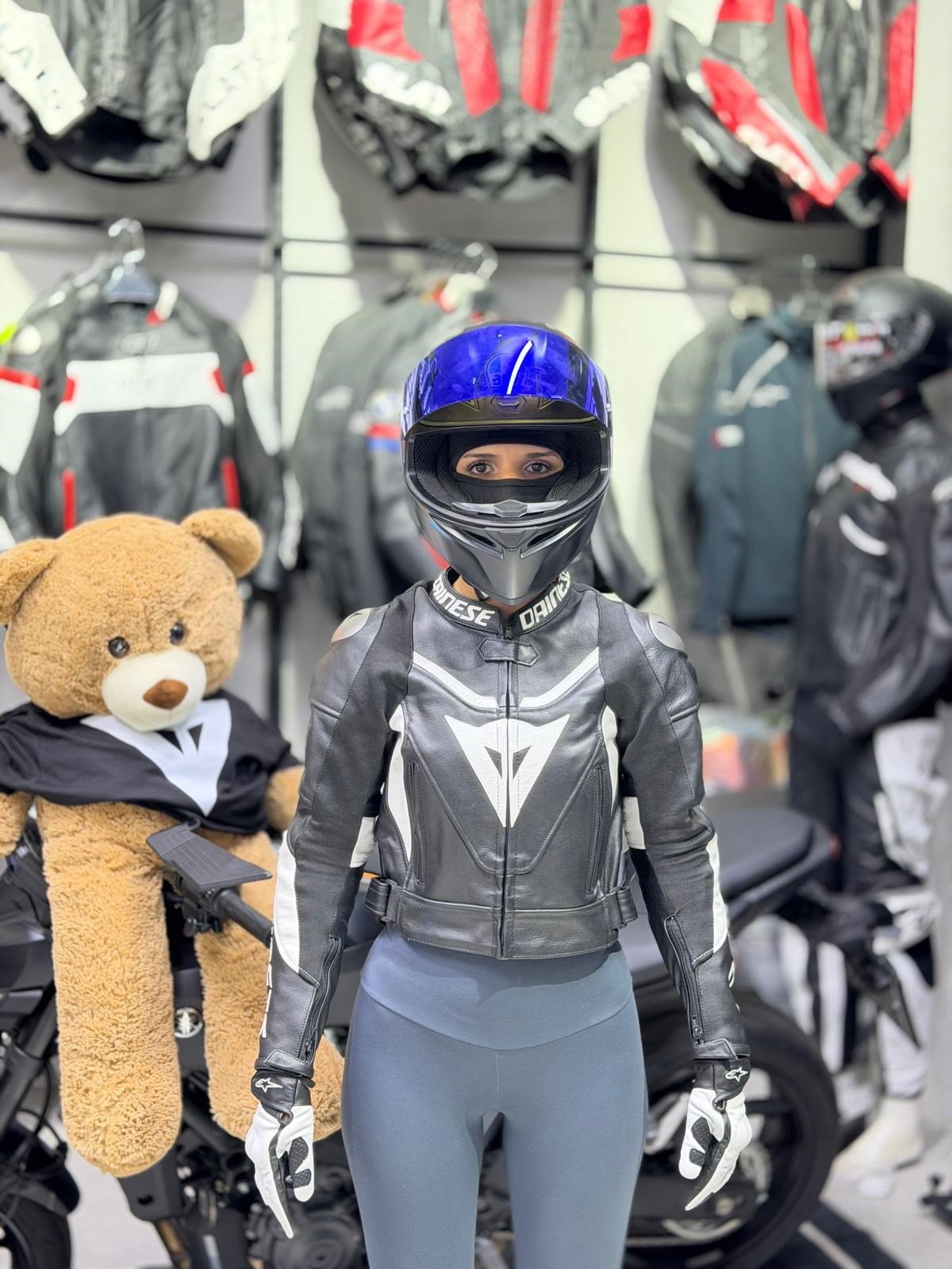 Dainese Kadın Deri Ceketi Siyah-Beyaz
