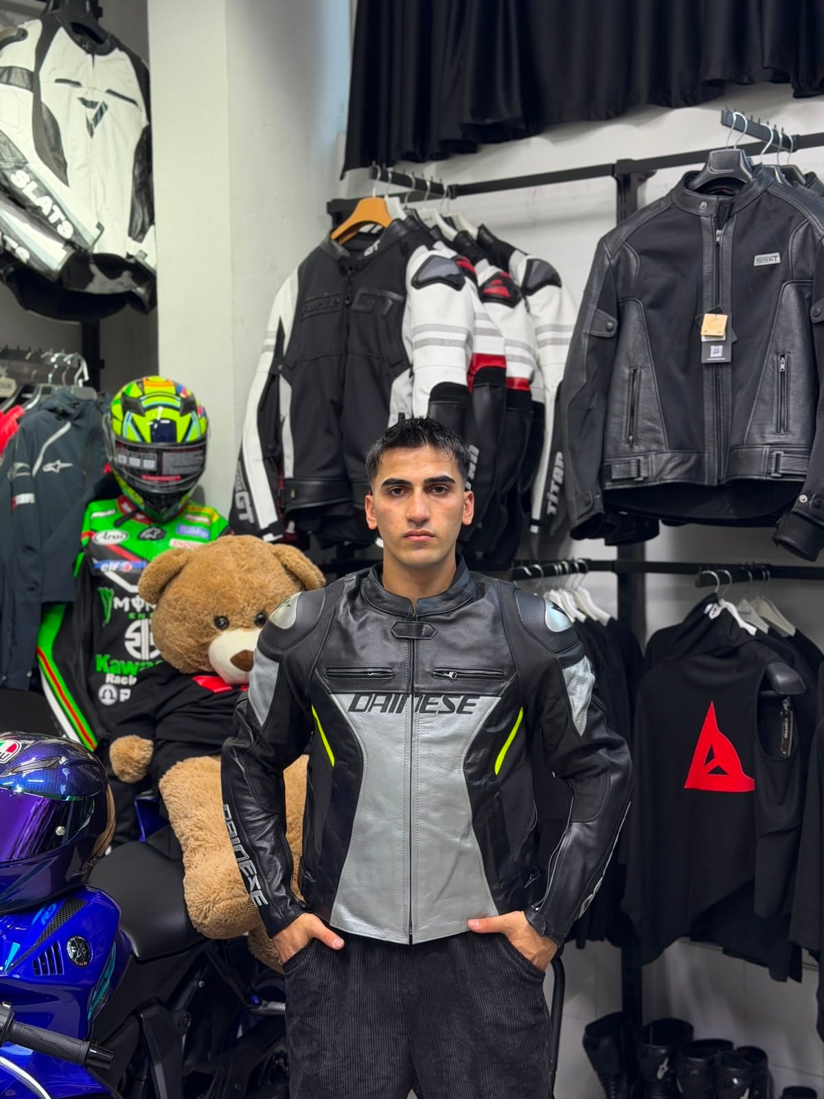 Dainese Sport Hörgüçsüz Deri Ceketİ Gri-Sarı