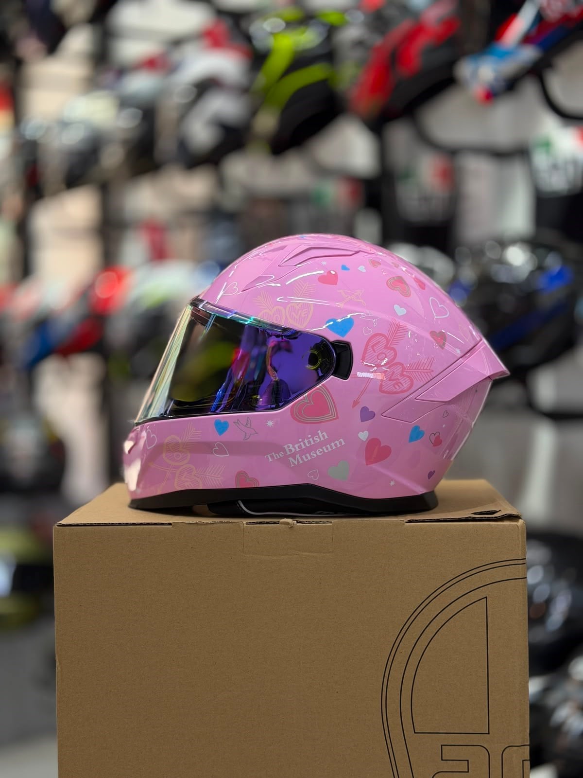 MT Love Hearts Pembe Full Face Motosiklet Kaskı