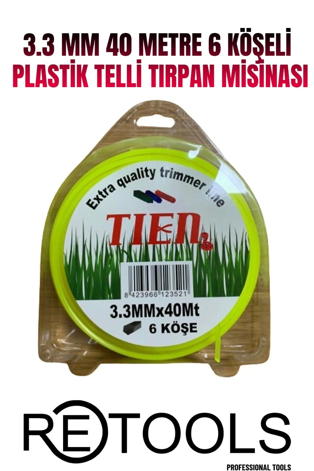 3.3 MM 40 METRE 6 KÖŞELİ PLASTİK TELLİ TIRPAN MİSİNASI
