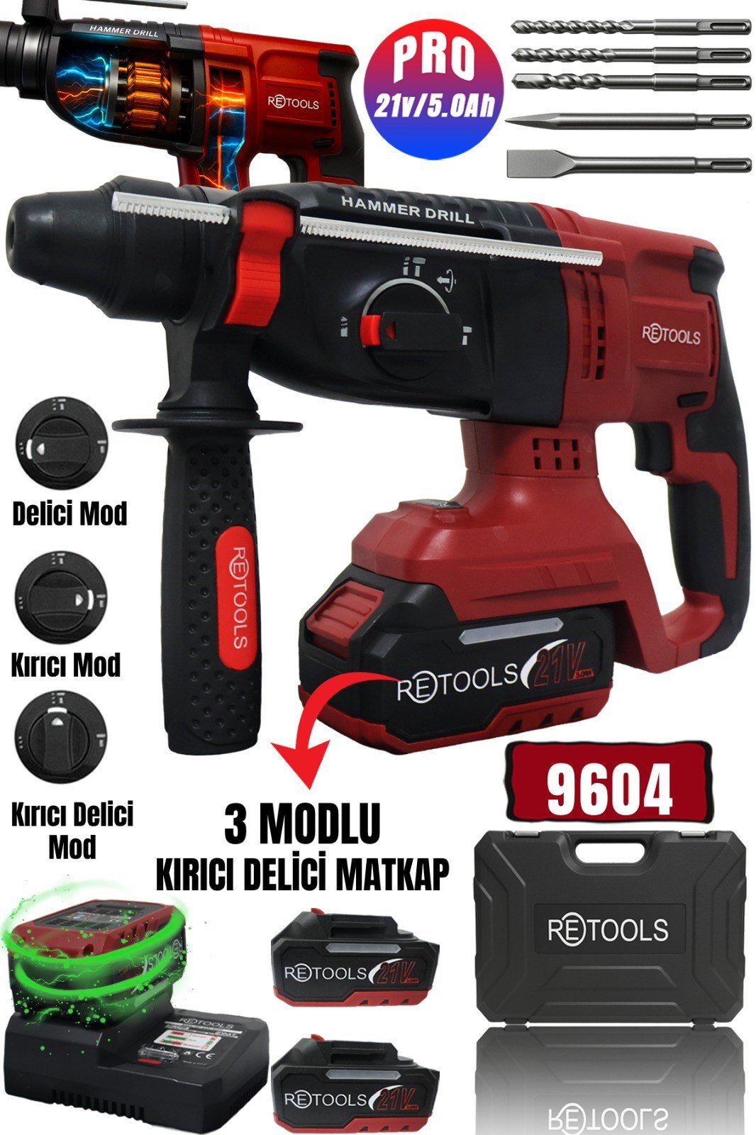 5604 RETOOLS BORDO AKÜLÜ KIRICI DELİCİ MATKAP