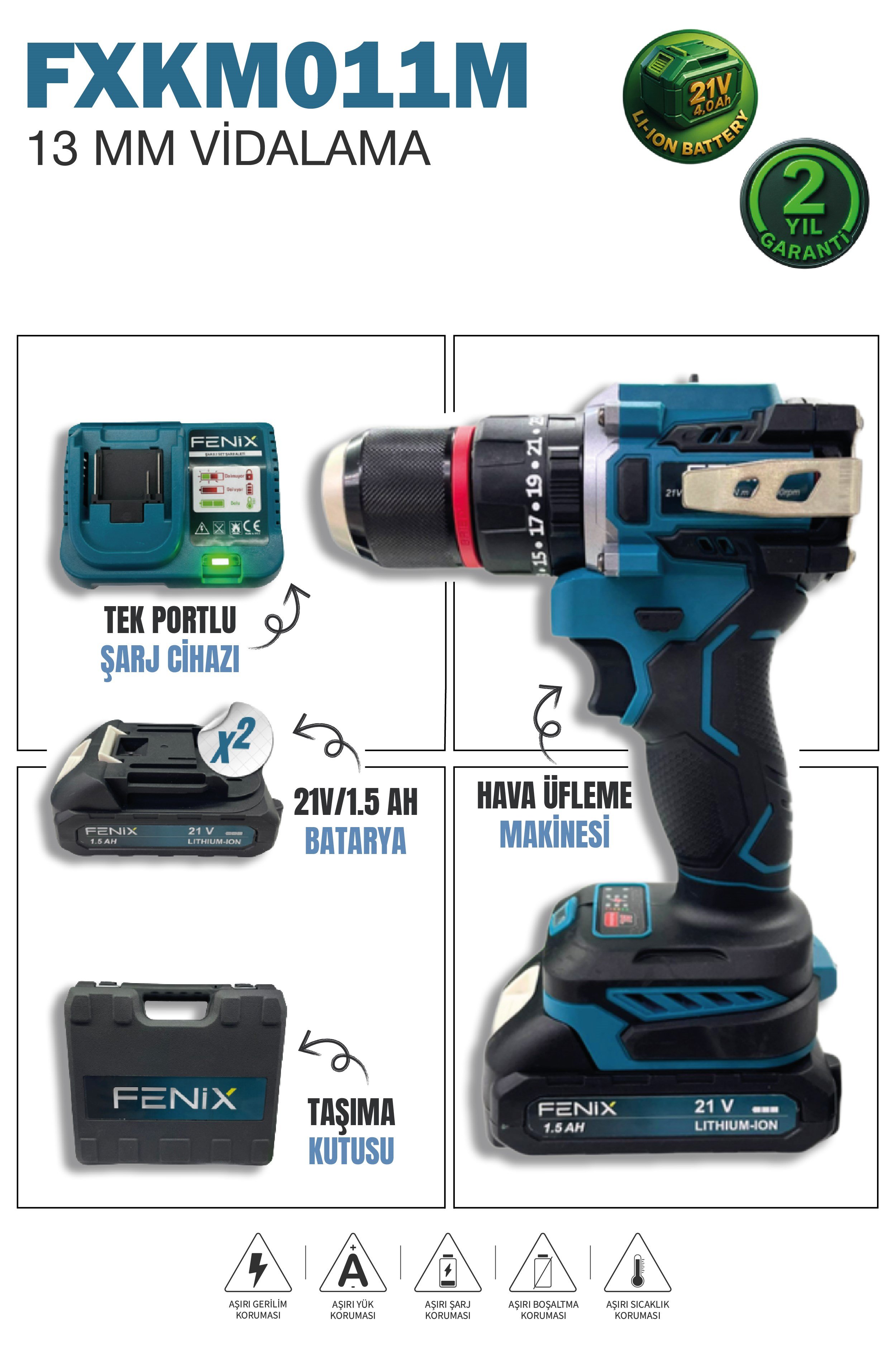 FENİX 13 MM ŞARJLI MATKAP