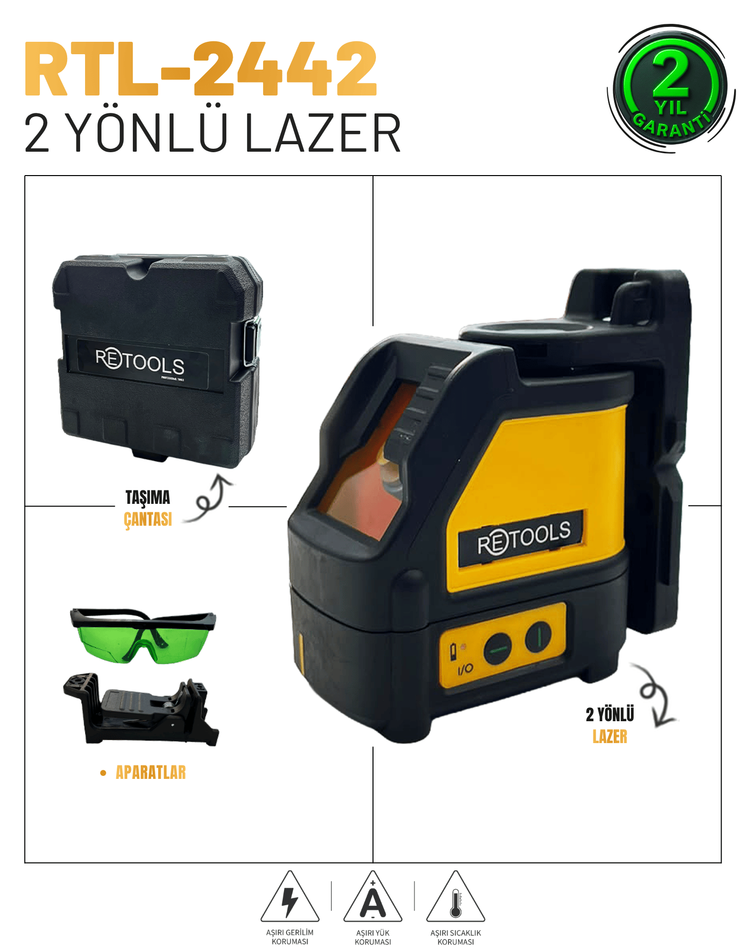 Retools 2 Yönlü Lazer