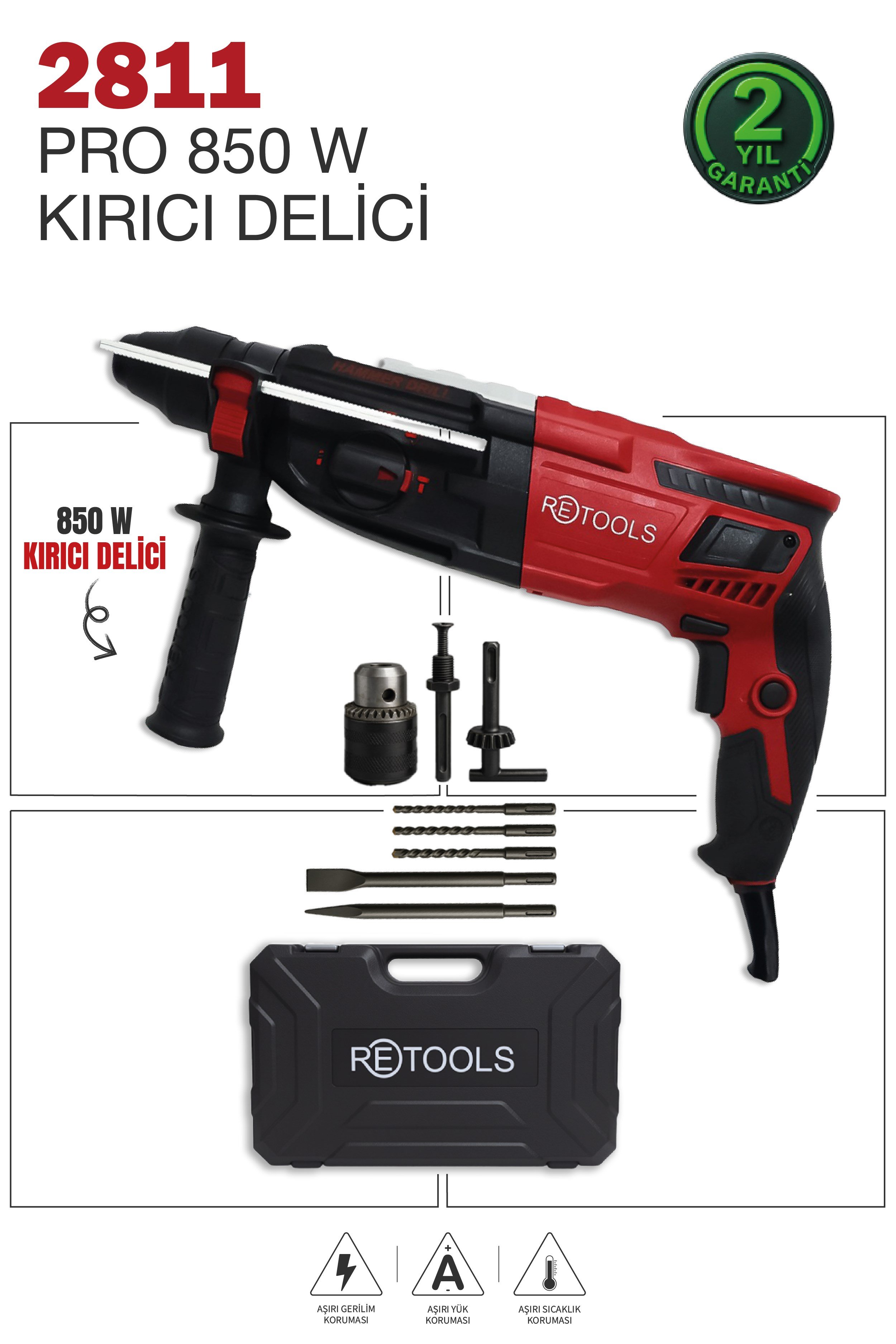 Retools 2811 Pro 850W Kırıcı Delici