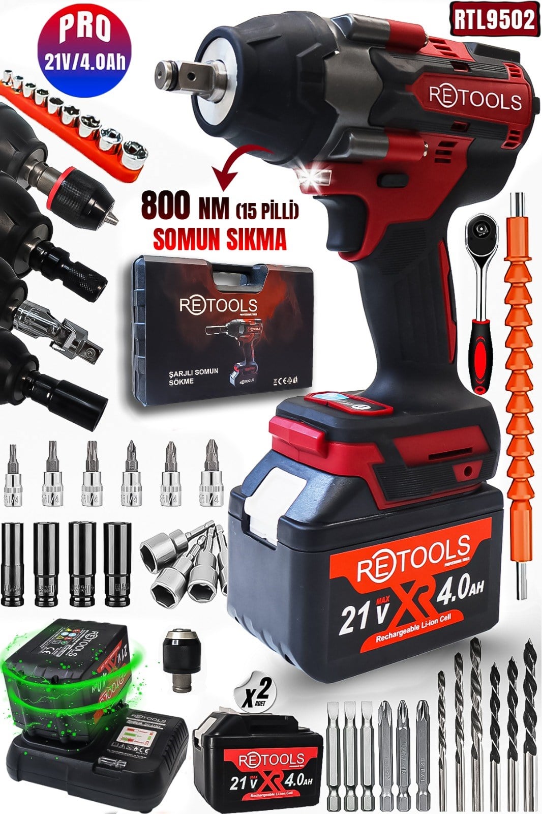 RETOOLS 800 NM (15 Pilli) Somun Sıkma