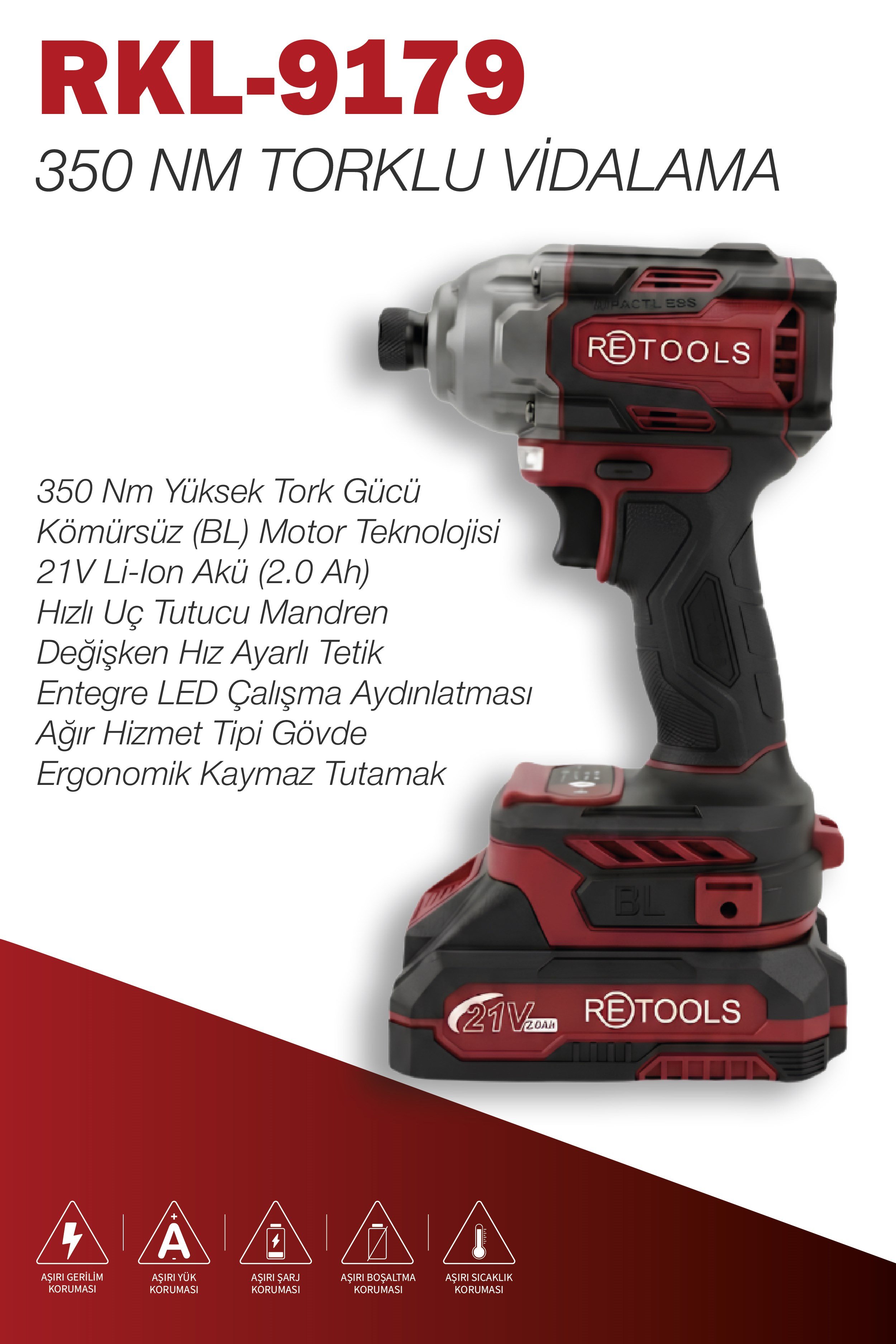 RETOOLS BORDO 2'Lİ SET(ŞARJLI TORKLU VİDALAMA-ŞARJLI MATKAP)