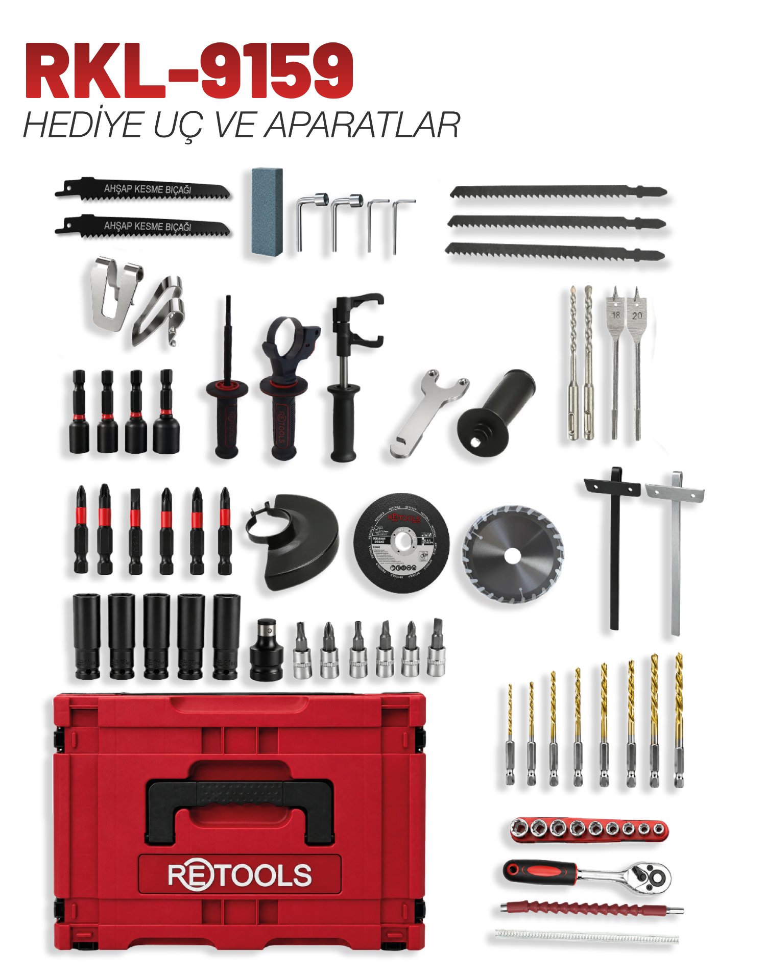 Retools Bordo 7'li Set (185 mm Daire Testere - Dekupaj - Tilki Kuyruğu)