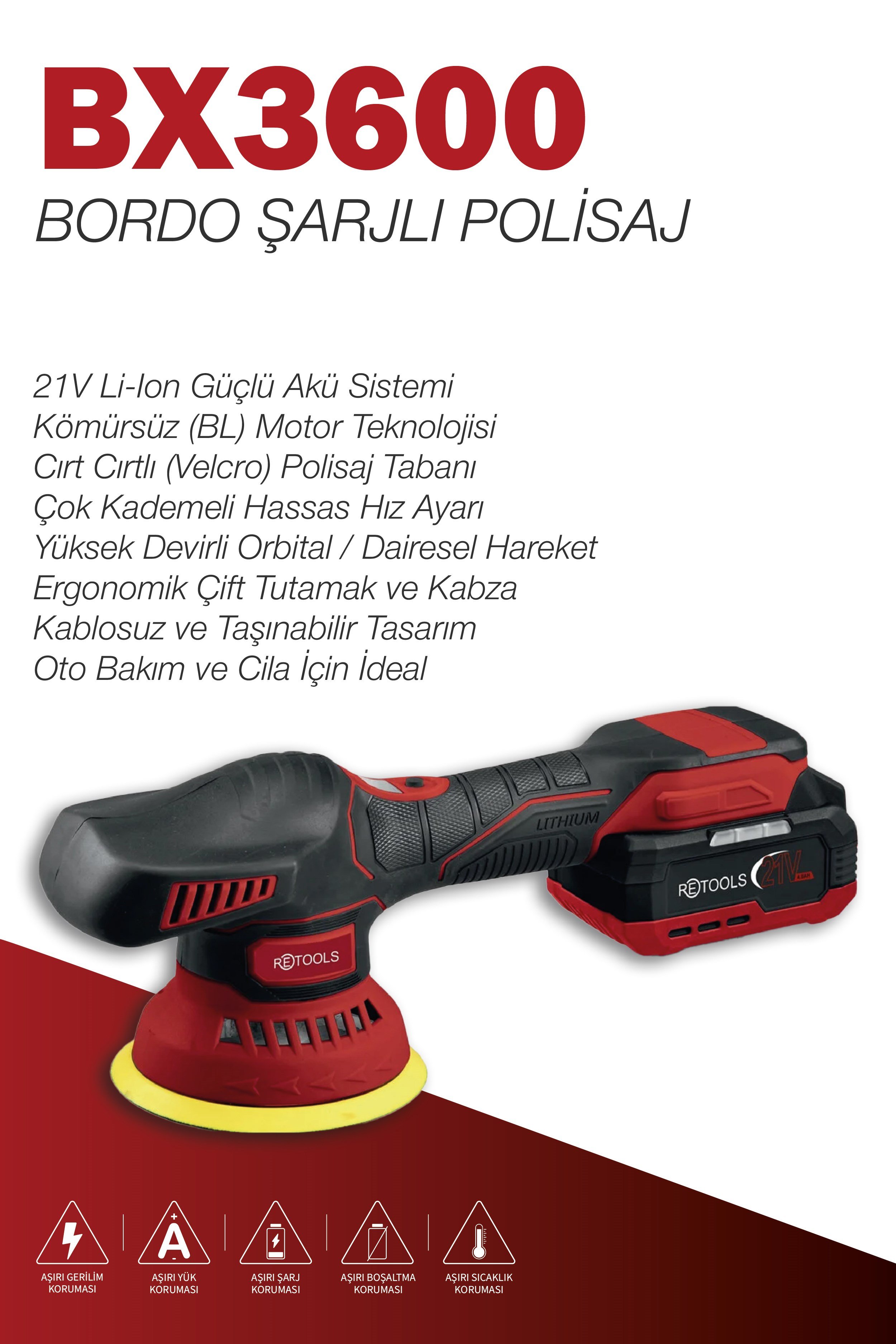 RETOOLS BX3600 BORDO ŞARJLI POLİSAJ