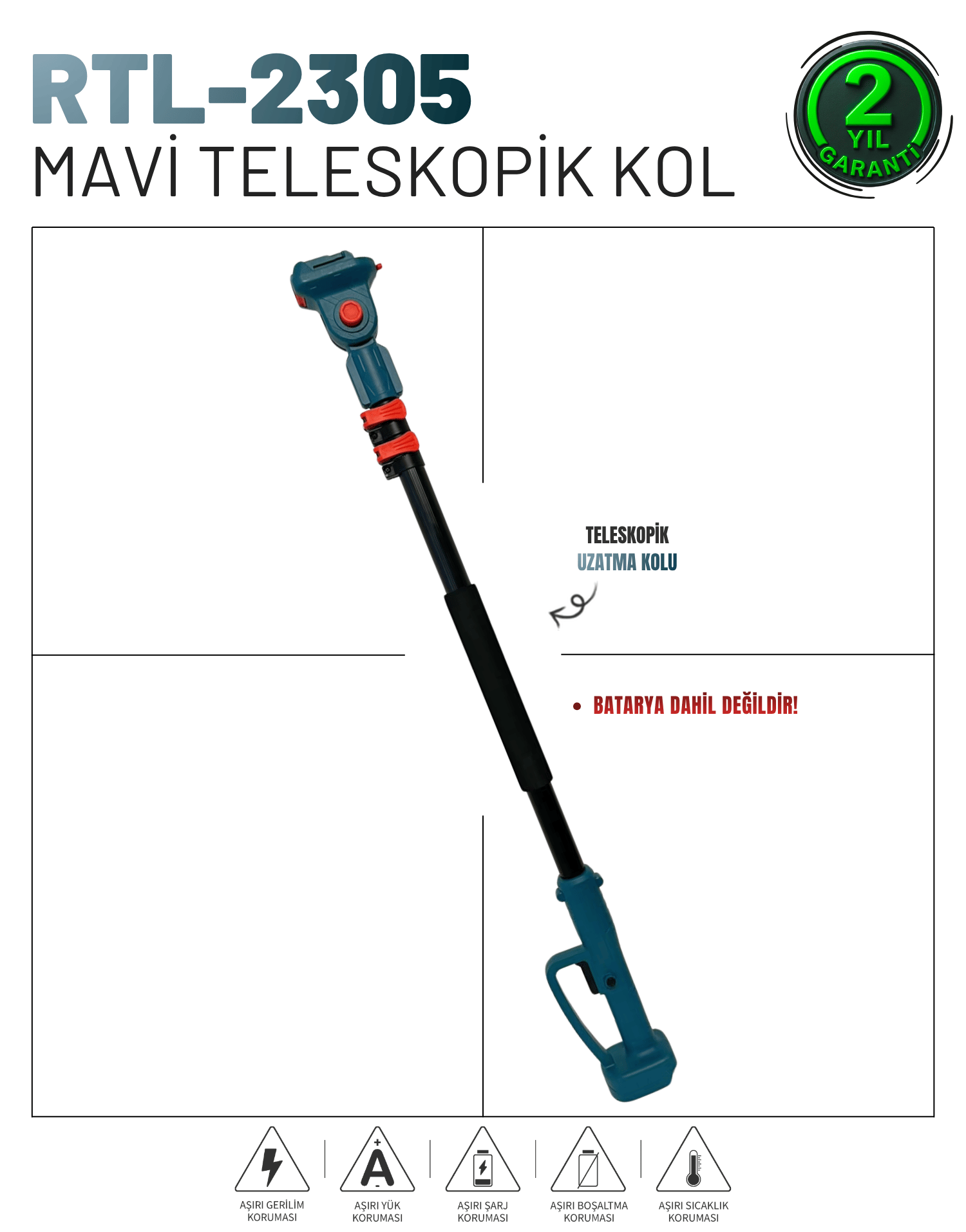 RETOOLS MAVİ TELESKOPİK UZATMA KOL