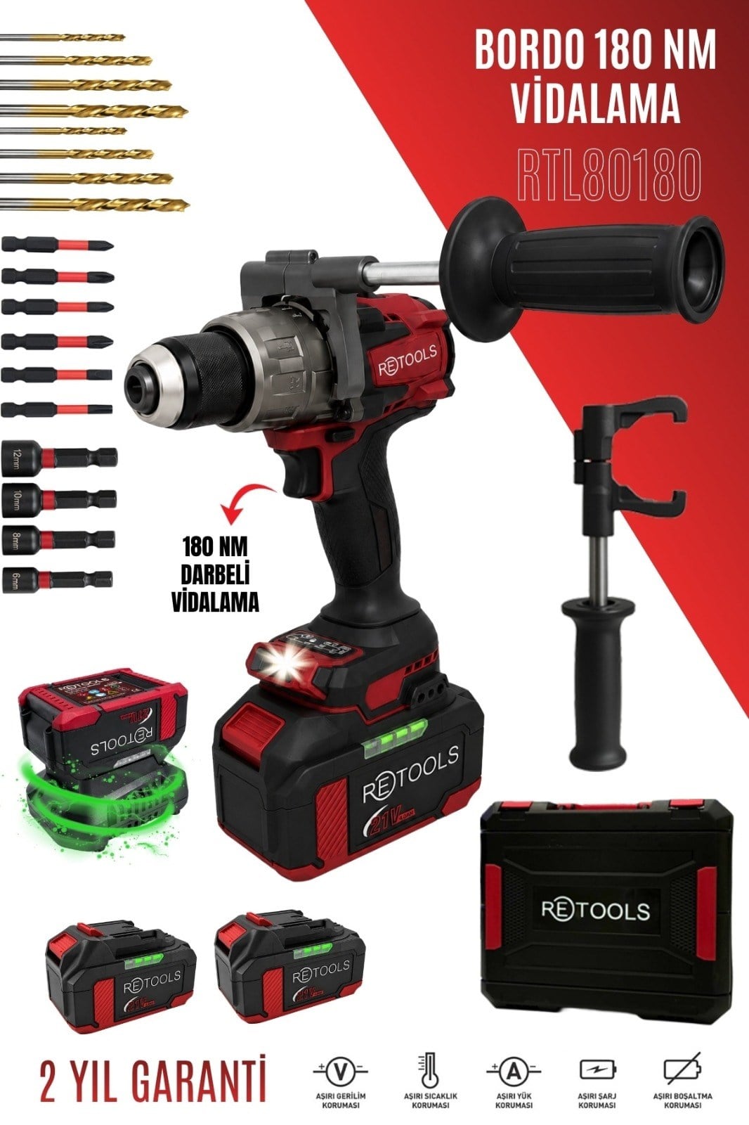 RETOOLS RTL80180 BORDO 180 NM VİDALAMA
