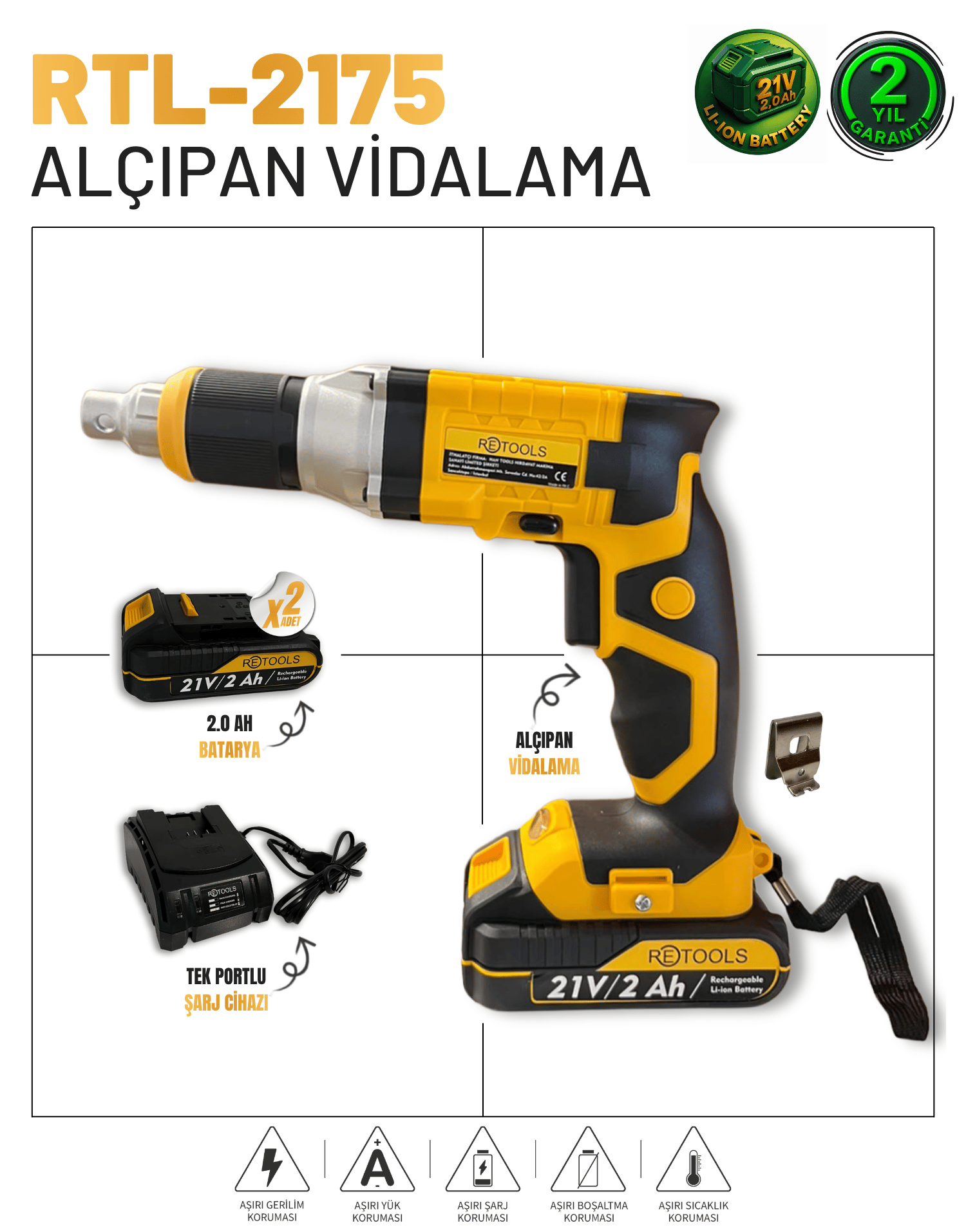 RETOOLS ŞARJLI ALÇIPAN VİDALAMA SARI