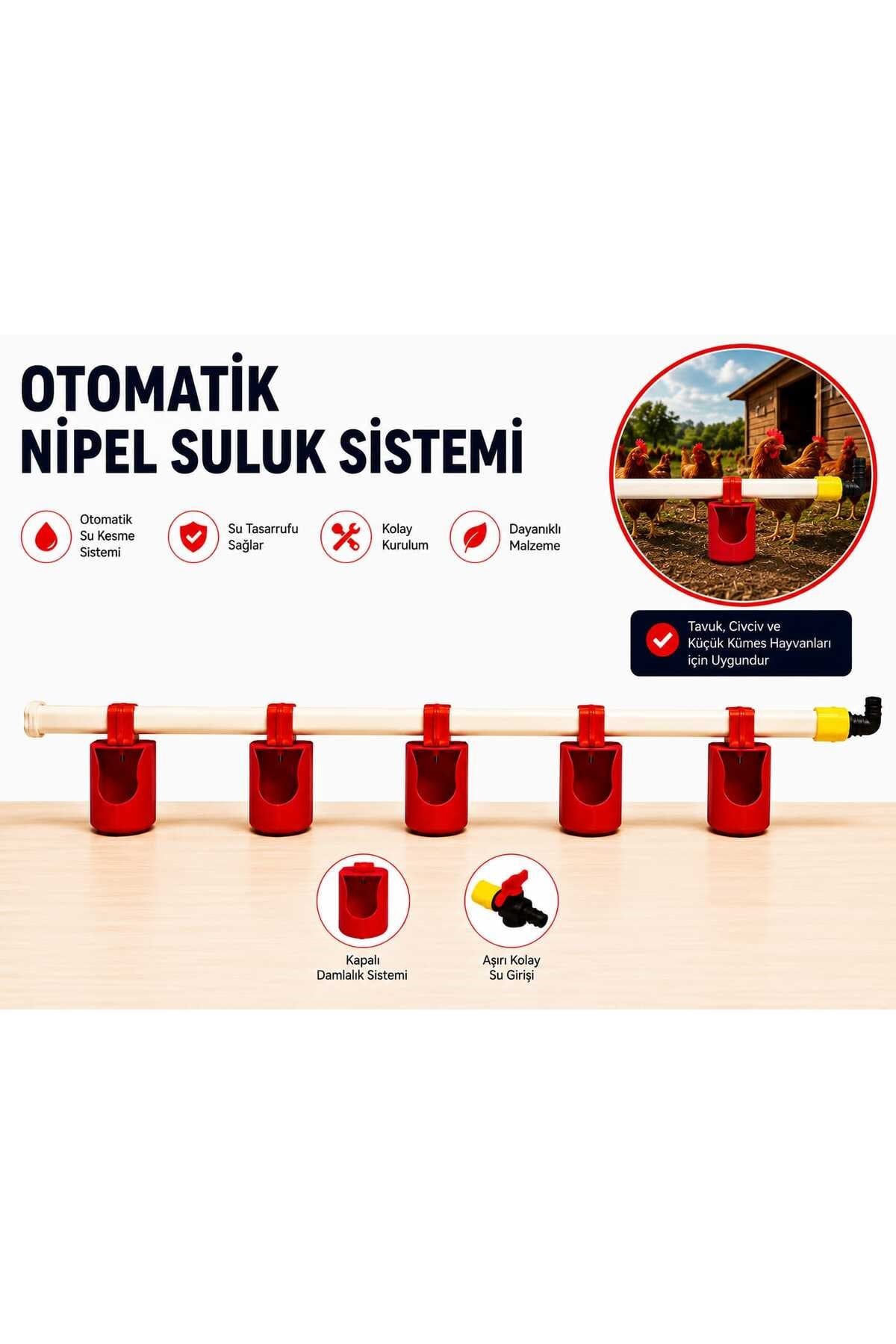 Nipel suluk sistemi 100cm 5 kapalı çanaklı
