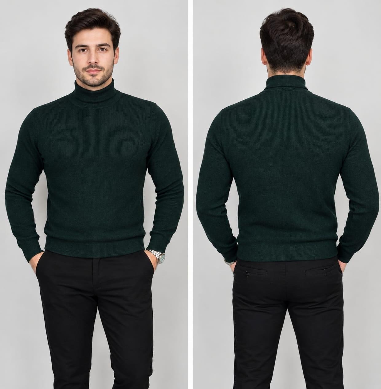 Polo Yaka Triko Sweatshirt - YEŞİL ST-502
