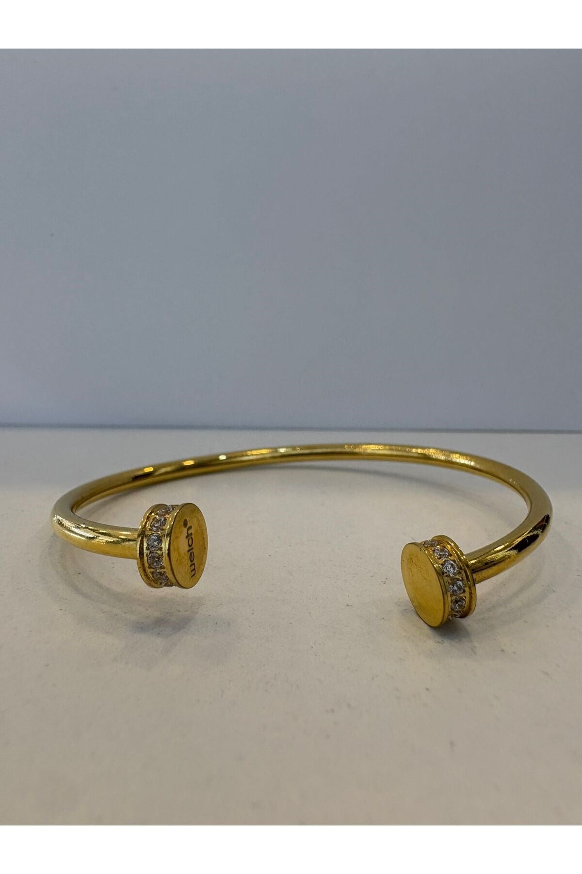 Gold Çelik Taşlı Kelepçe Bileklik