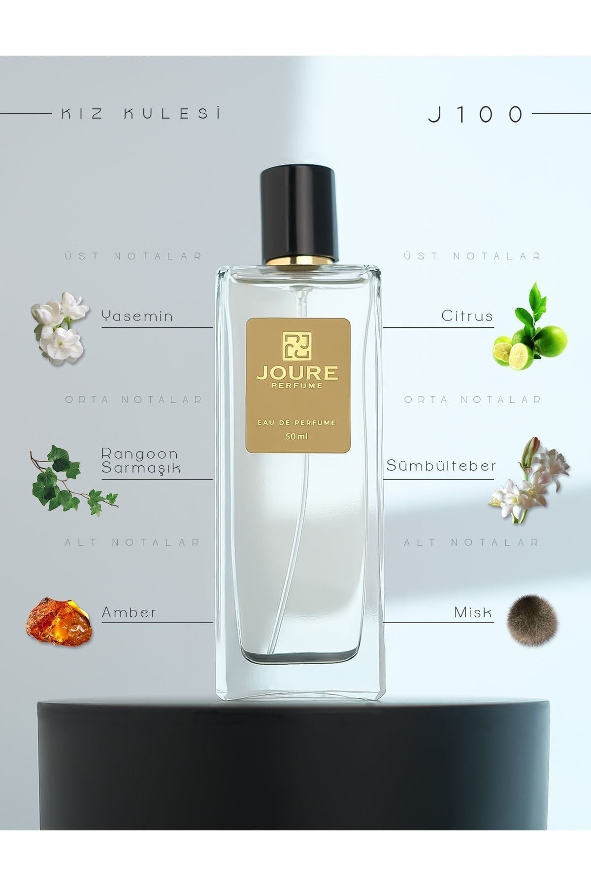 Joure J100 - Afrodizyak Etkili Yasemin Sümbülteber Kokulu 50ml Kalıcı Edp Kadın Parfüm