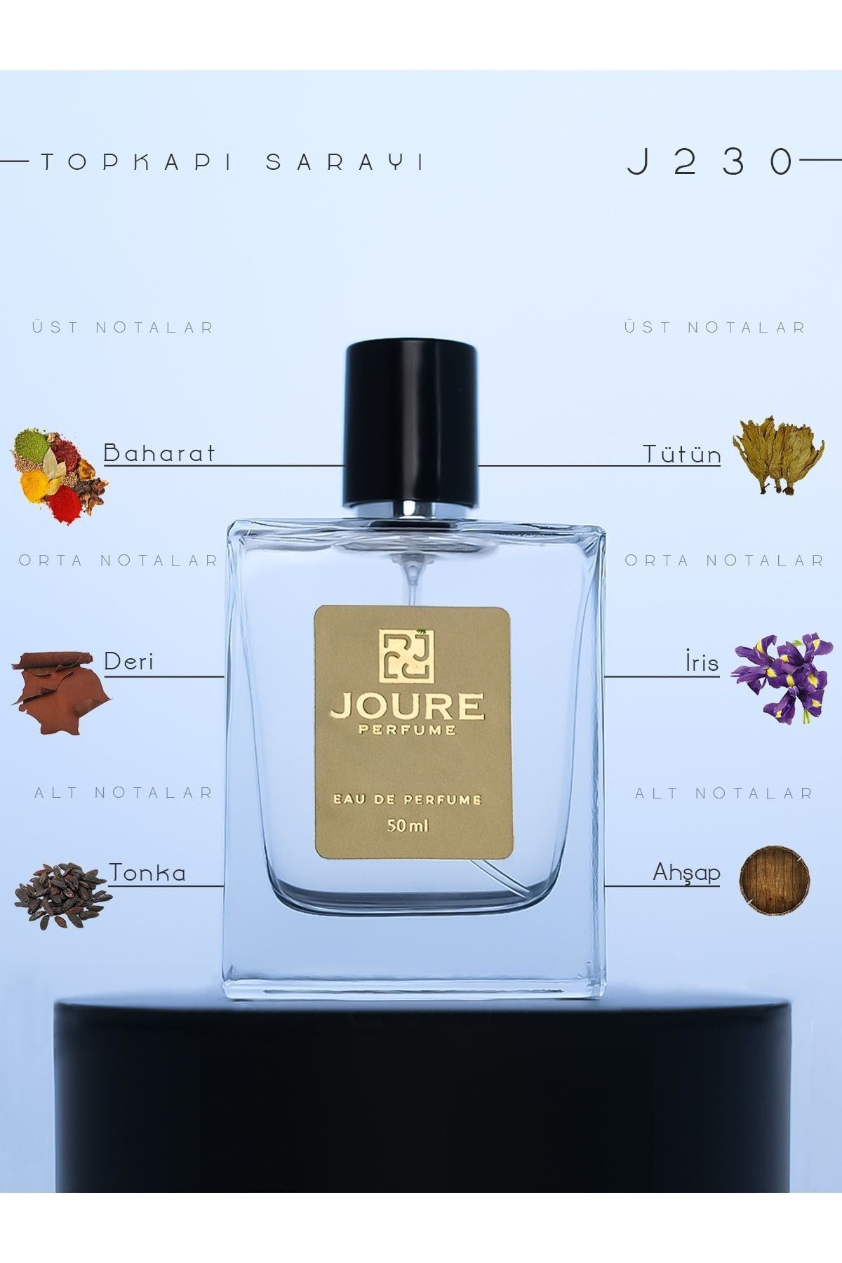 Joure J230 - Afrodizyak Etkili Sıcak Baharatlar Deri Odunsu Kokulu 50ml Kalıcı Edp Erkek Parfüm