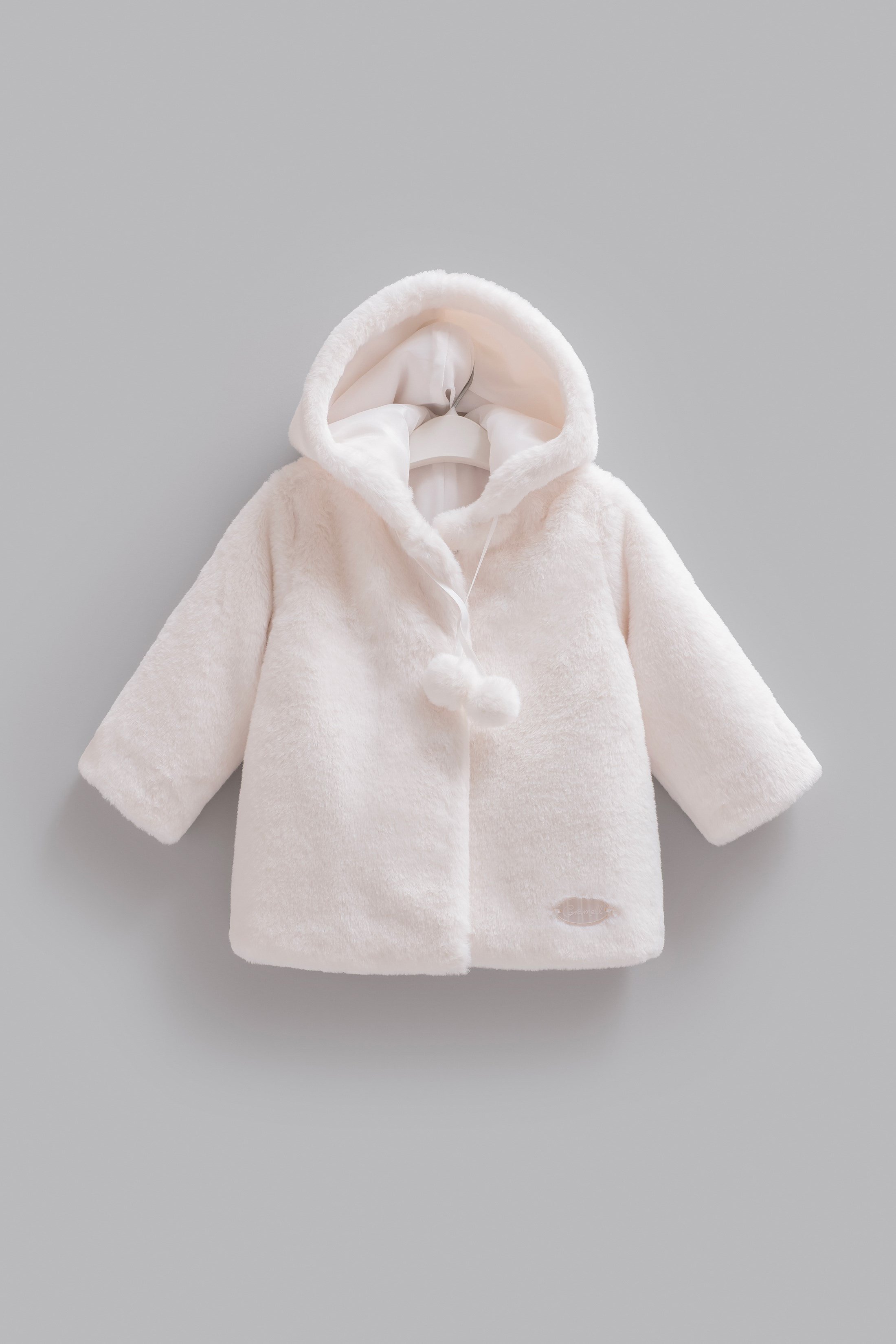 %100 Pamuk Kız Bebek Montu Kapüşonlu Ponponlu Çıtçıtlı Peluş Mont - Miniccobaby