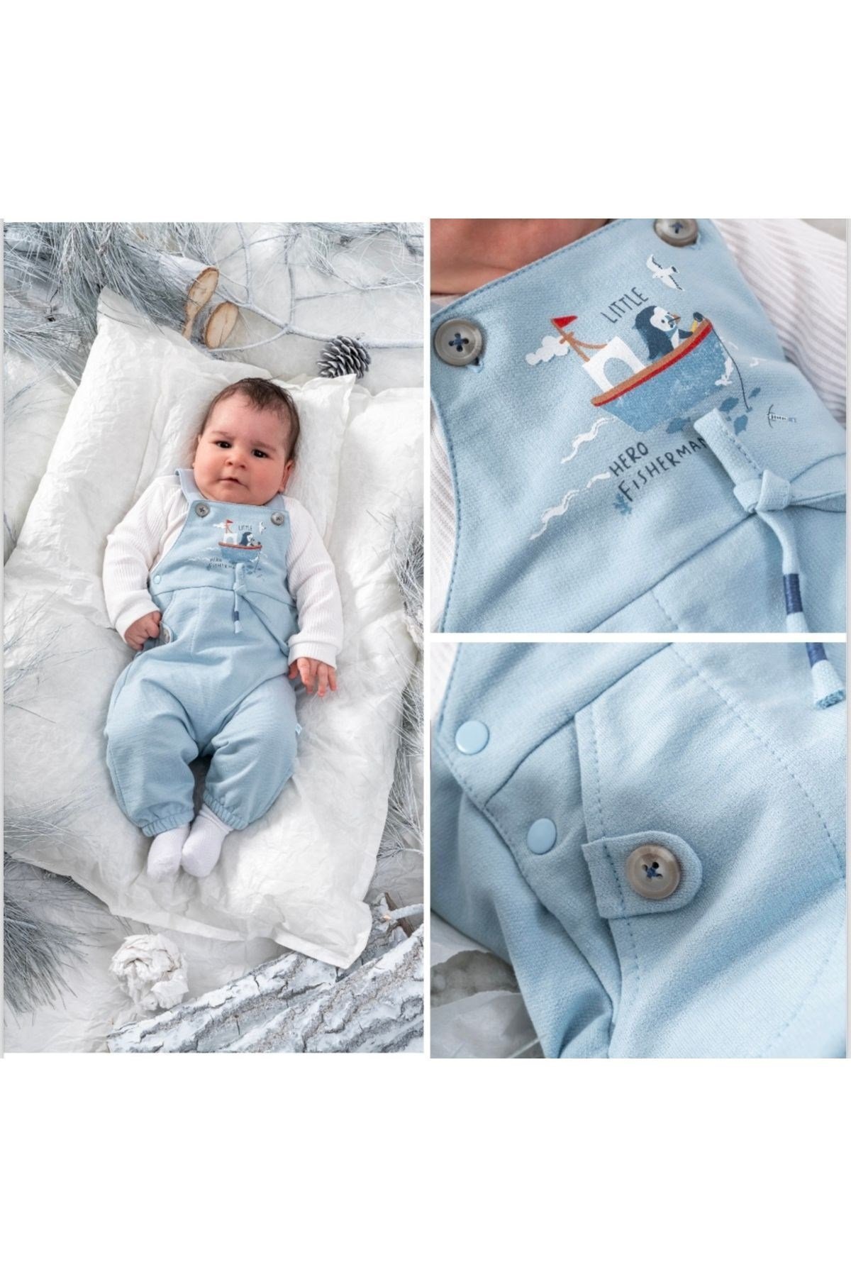BEBEK SALOPET 2 Lİ SET BODY VE TULUM PENGUEN DETAYLI
