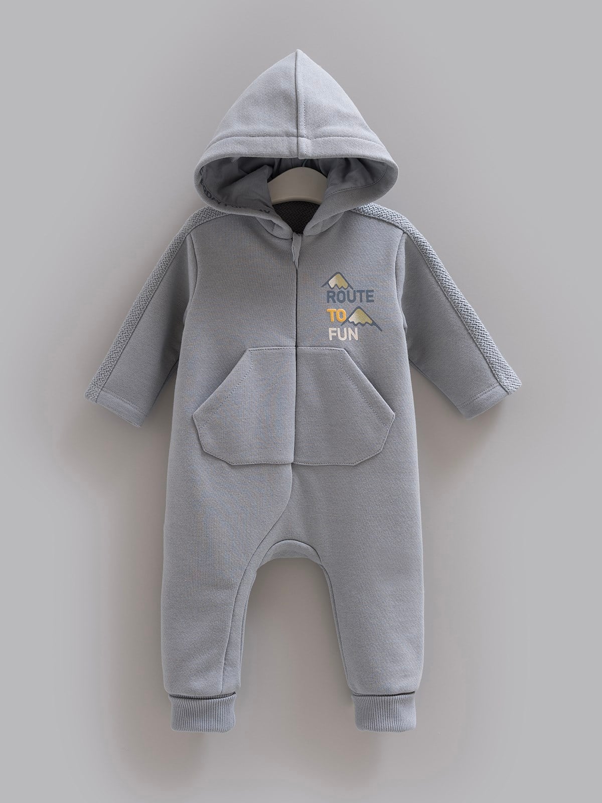 Erkek Bebek Tulumu 2 İplik Kapüşonlu Fermuarlı Cepli Tulum - Miniccobaby