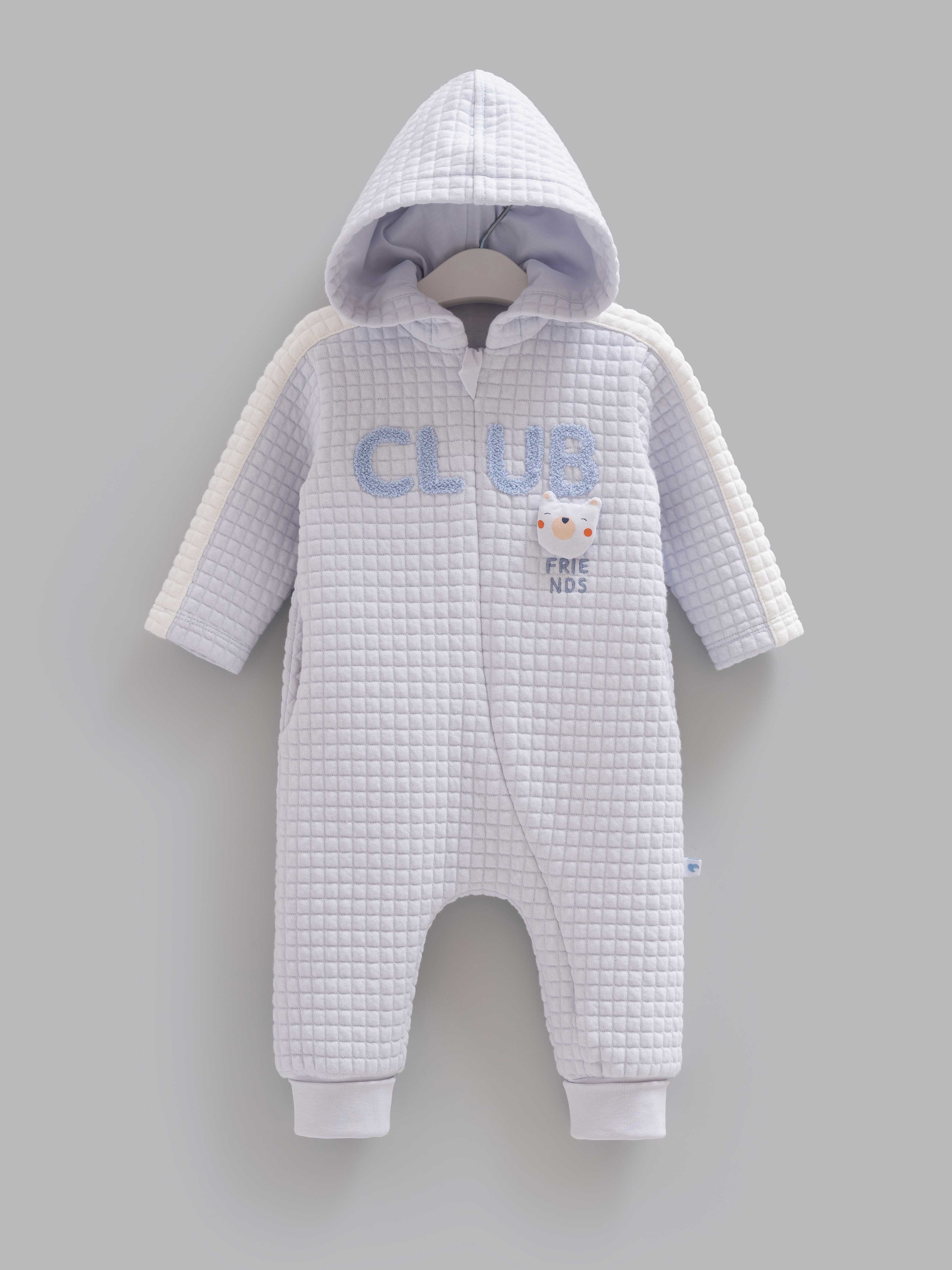 Erkek Bebek Tulumu Kapüşonlu Kapitone Fermuarlı Tulum - Miniccobaby