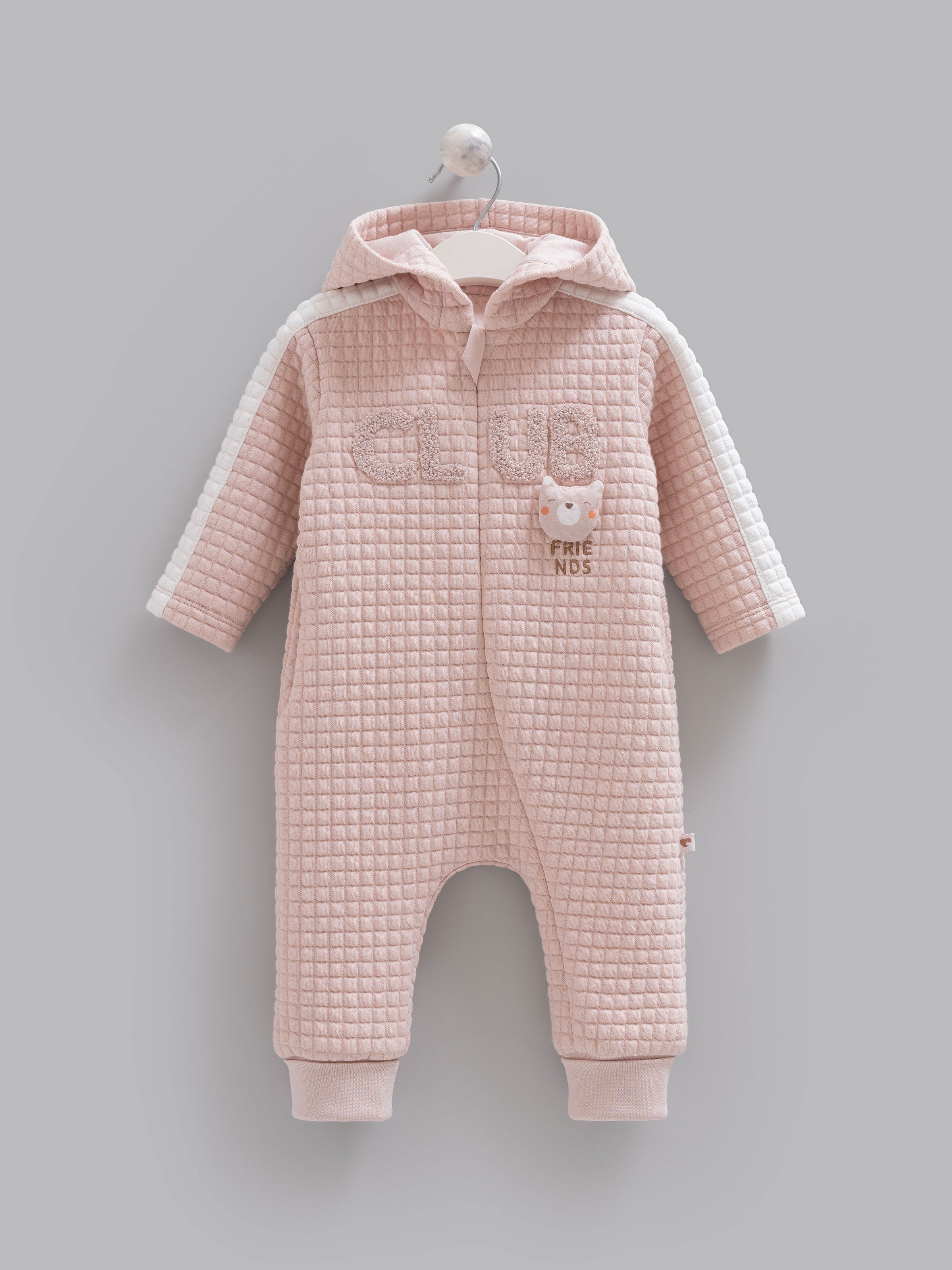 Erkek Bebek Tulumu Kapüşonlu Kapitone Fermuarlı Tulum - Miniccobaby