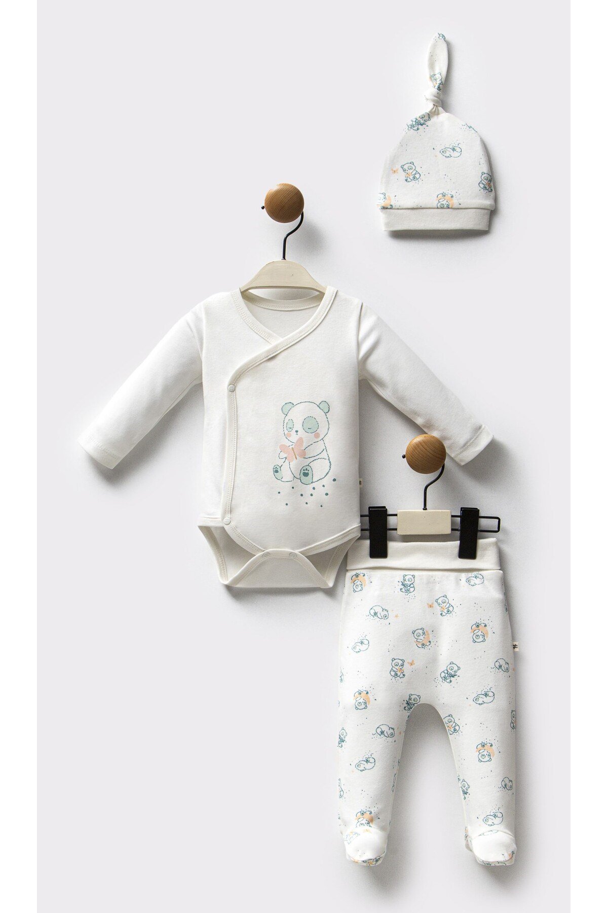 KIZ BEBEK TAKIMI %100 ORGANİK PAMUK (KRUVAZE BODY PANTOLON ŞAPKA)