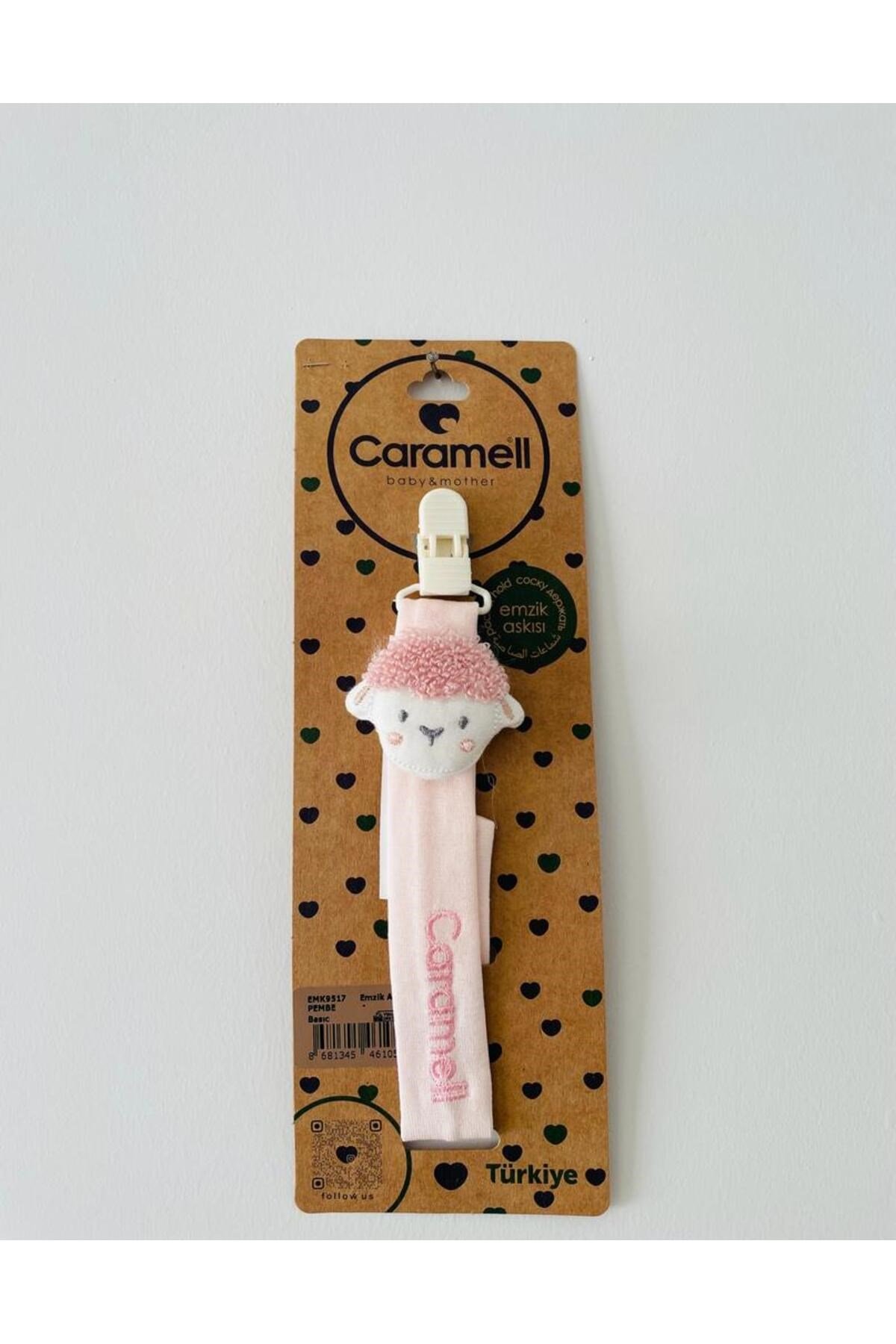 KUZU Desenli Çıngıraklı Emzik Askısı (PEMBE)